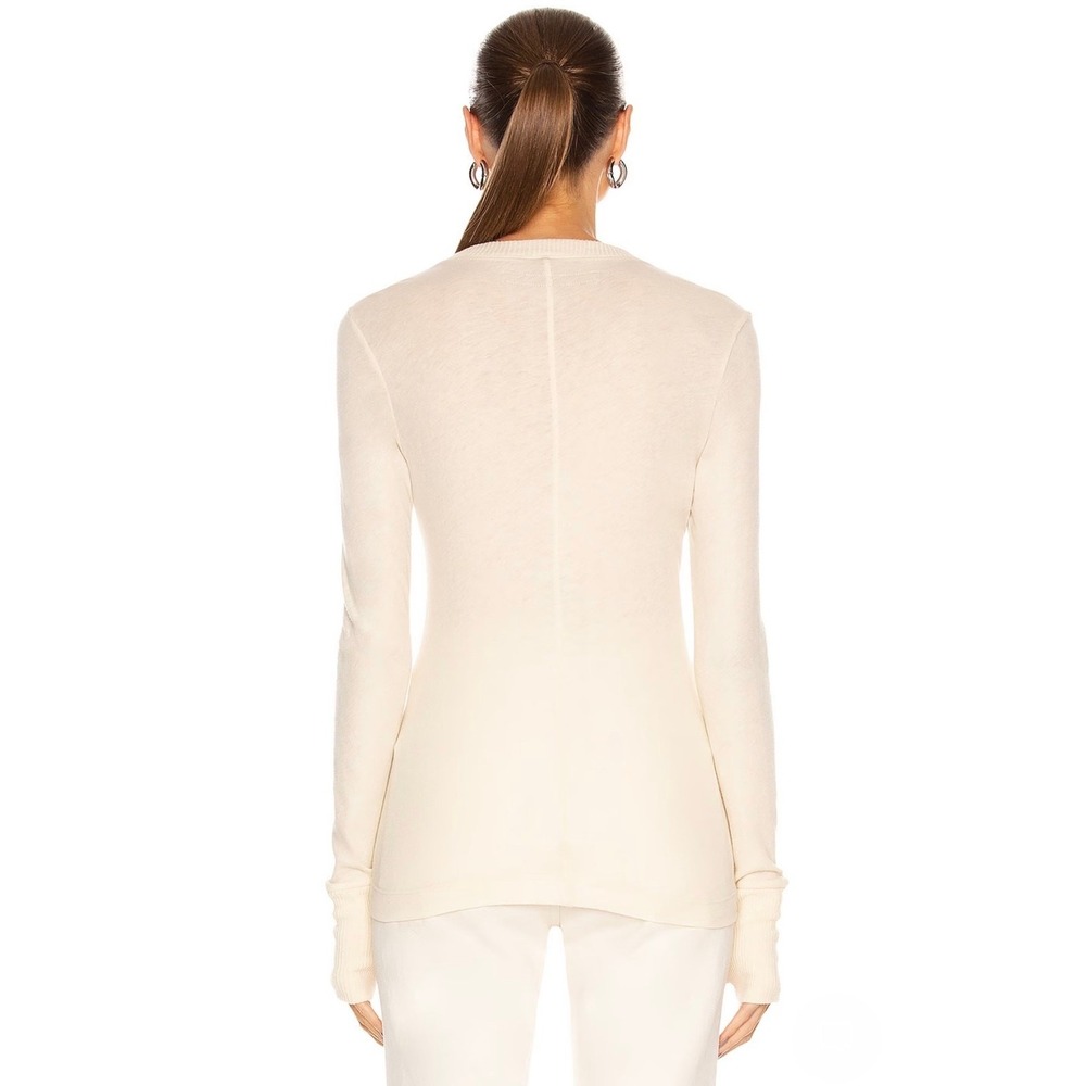 ENZA COSTA Cashmere Easy Cuffed U Neck Top Womens Small Cream Long Sleeve NEW - Picture 3 of 16